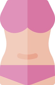 A woman's stomach with a pink bikini top vector
