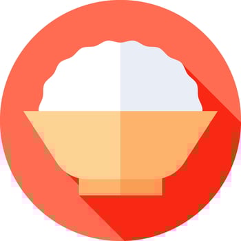 Rice bowl icon with long shadow vector