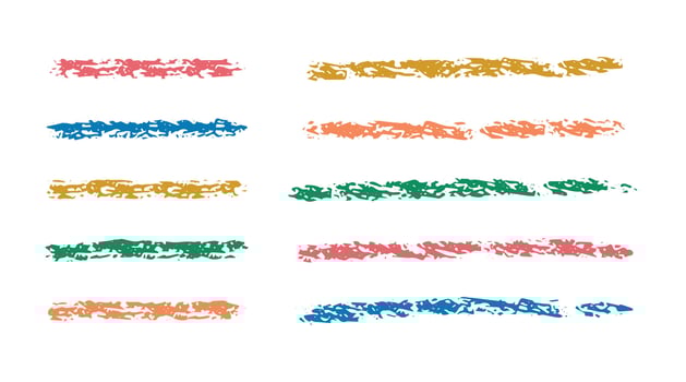 Chalk color handwriting lines, underlines, brush strokes, crayon pencil underlines. Sketch Charcoal straight horizontal lines. Scribble bright strokes. Grunge smears, thin and thick dividers. vector