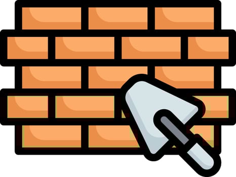 A brick wall with a shovel and a brick vector