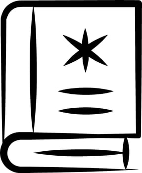 A black and white image of a book with a star vector