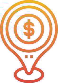 A dollar sign icon on a map vector