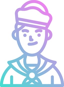 A man in a sailor hat icon vector