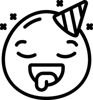 A cartoon smiley face with a party hat on it vector