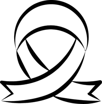 A black ribbon with a white outline vector