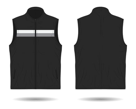 Black zipper vest mockup front and back view vector