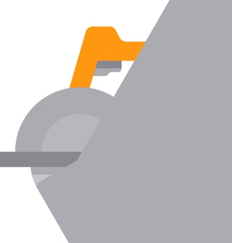 A circular saw is cutting through a piece of wood vector