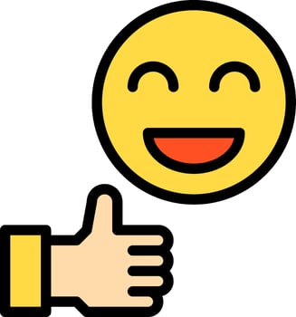 A yellow smiley face with a thumbs up vector