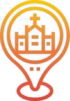 A church with a cross on top of it vector