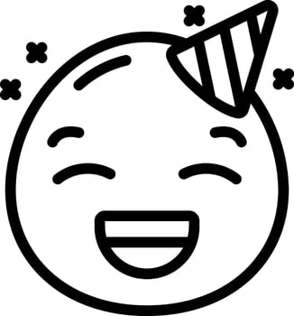 A smiling emoticion with a party hat vector