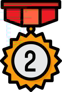 A medal with the number two on it vector