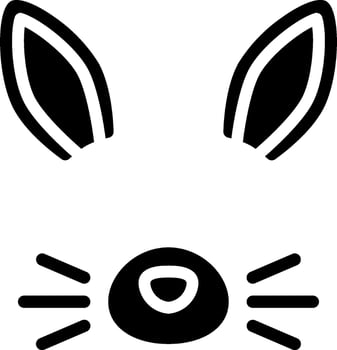 A black and white bunny face with ears vector