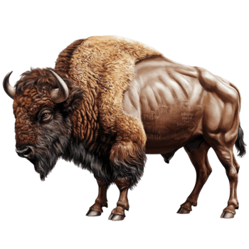 Bison Standing on Open Grassland png