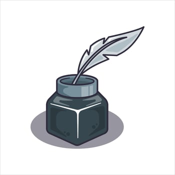 ink, inkwell - cartoon illustration vector