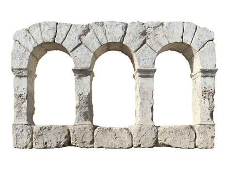 weathered roman aqueduct segment stone arches ancient architecture historical structure isolated background png
