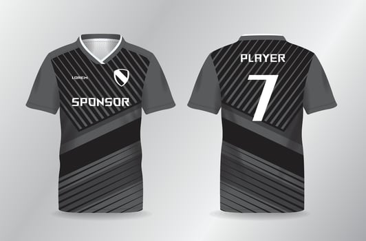 black abstract lines background jersey mock up for football or soccer shirt and sport uniform template vector