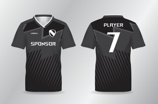 abstract zig zag black jersey mock up for football or soccer shirt and sport uniform template vector