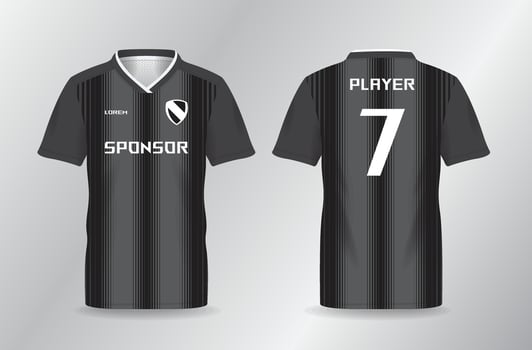 black jersey mock up for football or soccer shirt and sport uniform template vector