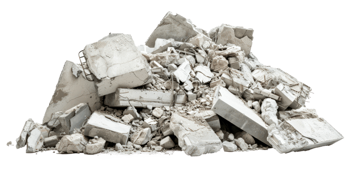 Concrete fragments of a destroyed building isolate on transparency background png