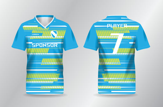 abstract soft blue and yellow sport jersey for football and soccer shirt template vector