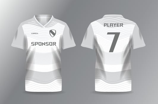 wave abstract white and grayscale sport jersey for football and soccer shirt template vector