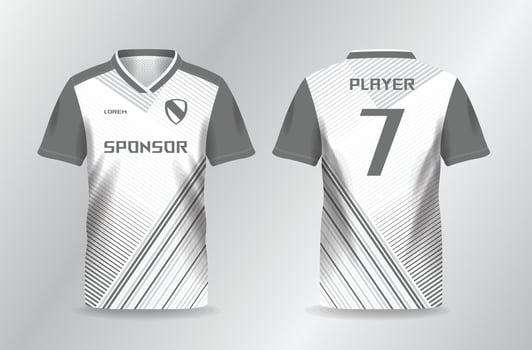 white and grayscale abstract background sport jersey for football and soccer shirt template vector