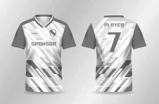 abstract white grayscale sport jersey for football and soccer shirt template vector