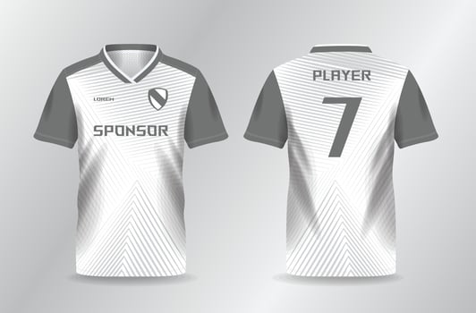 abstract white grayscale sport jersey for football and soccer shirt template vector