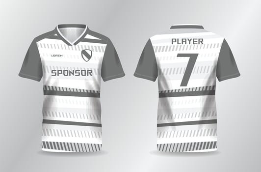 abstract white and grayscale sport jersey for football and soccer shirt template vector