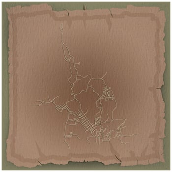 A vintage design background frame for a center city street map of Cholula, Mexico ,canvas texture to give it a painting feel. vector