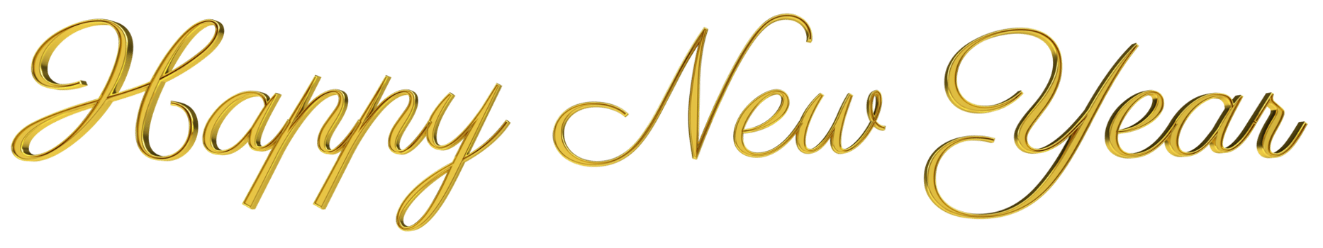 happy new year handwriting 3d gold letter png