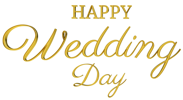 happy wedding day handwriting 3d gold letter png