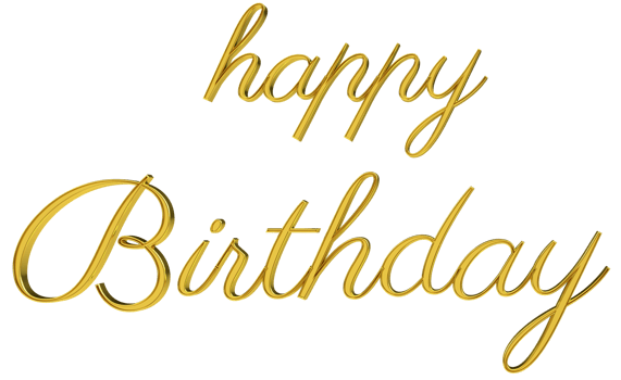 happy birthday handwriting 3d gold letter png