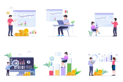 Data analysis for business finance investment concept vector