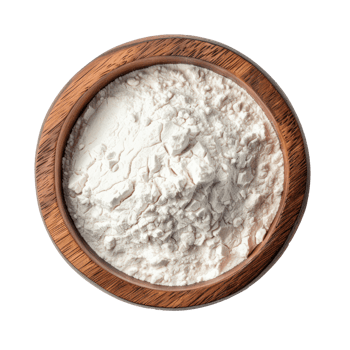 wooden bowl of flour top view full length isolate on transparency background png