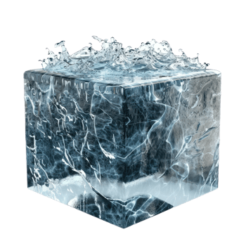 floating cube water podium isolate on transparency background png