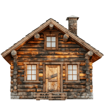 Log Cabin front view full length isolate on transparency background png