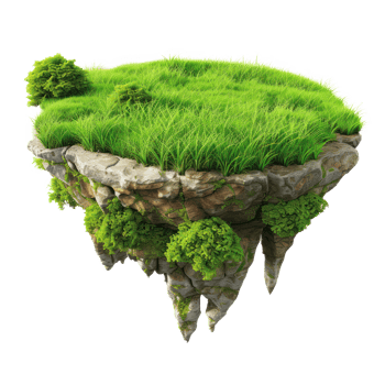 floated Green grass island isolate on transparency background png