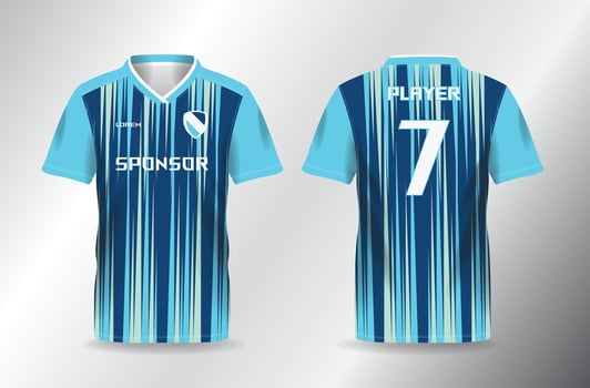 abstract blue and turquoise sport jersey for football and soccer shirt template vector