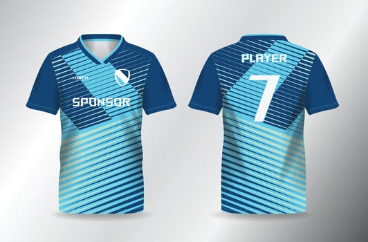 blue turquoise abstract sport jersey for football and soccer shirt template vector