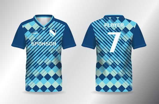 blue turquoise sport jersey for football and soccer shirt template vector