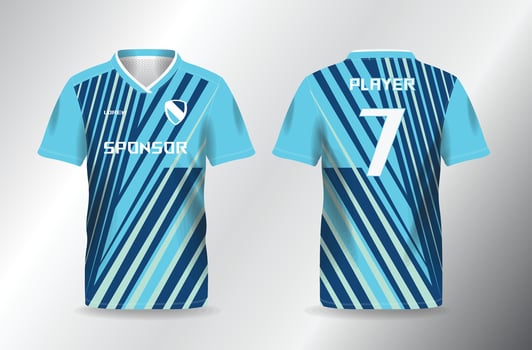 blue abstract turquoise sport jersey for football and soccer shirt template vector