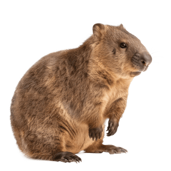Wombat side view full body isolate on transparency background png