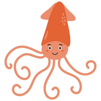 Flat Map Skills little Squid cartoon vector