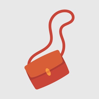 Orange sling bag in flat design. vector