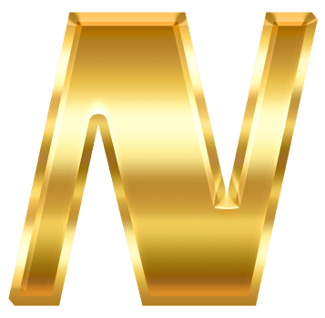 gradient gold letter n png