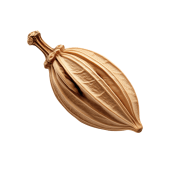 Cocoa pod isolated on transparent background, showcasing its unique shape and texture. png