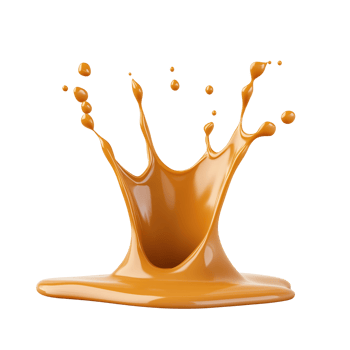 Delicious caramel splash isolated on transparent background, perfect for desserts or beverage presentations. png