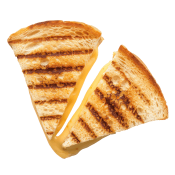grilled cheese top view full length isolate on transparency background png