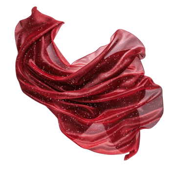 floating red with glitter fabric blowing isolate on transparency background png